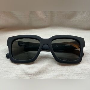 Le Specs Weekend Riot Matte Black Square Polarized Sunglasses with Case